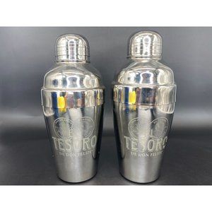 El Tesoro Tequila Cocktail Martini Shaker Set of 2 Stainless Steel 7" Advertisin